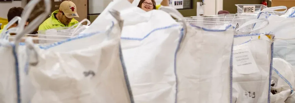 Warehouse photo of massive bags being processed