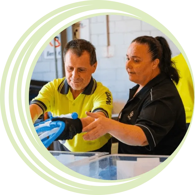 Male employee being supported by Hone worker